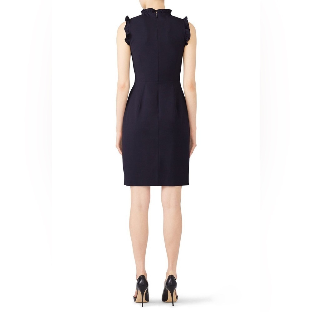 Rebecca Taylor Spring Navy Ruffle Sleeveless Dress Size 6 Wool Tailored Luxury - Picture 3 of 12